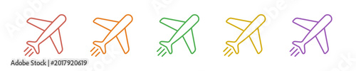 Cuadro en lienzo Plane Icon Set Multiple Style Collection