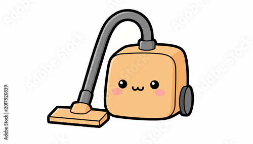 Fotografie Cute cartoon vacuum cleaner, smiling household appliance, cleaning tool, vector