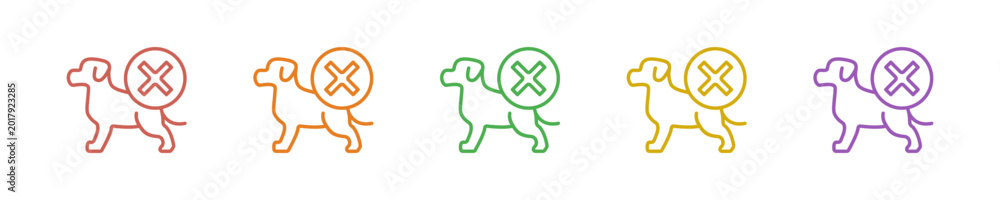 Fototapeta premium No Pet Icon Set Multiple Style Collection. Vector Illustration Concept Designed In Line Colorful Style