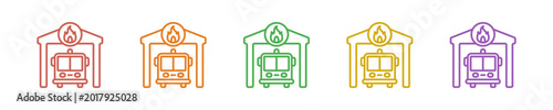 Obraz na płótnie Fire Station Icon Set Multiple Style Collection