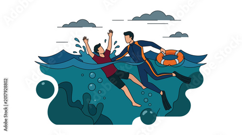 Φωτογραφία Lifeguard Rescues Drowning Person in Water