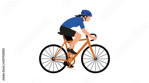 Bild auf Leinwand Woman Cycling on Orange Bike