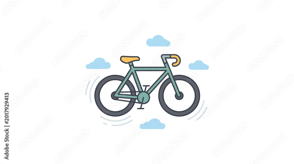 Naklejka premium Flat design bicycle with clouds
