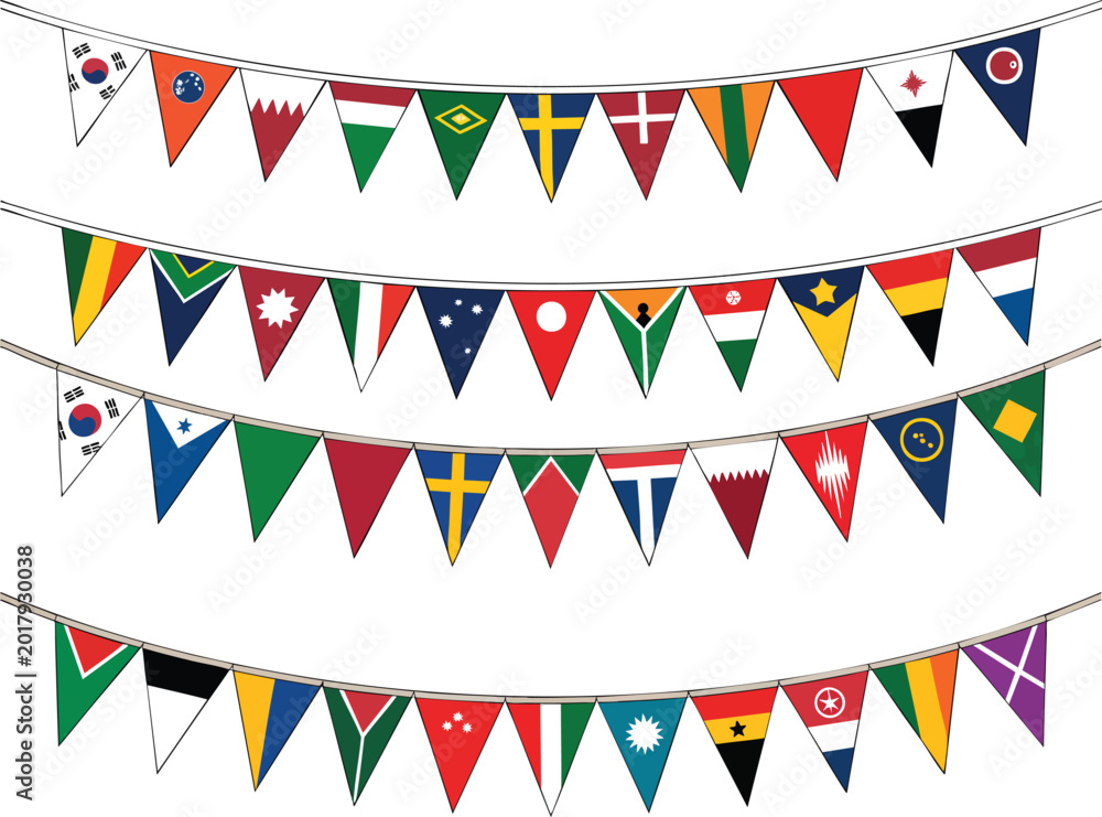 Obraz premium Triangular Pennant Flag Bunting Decoration for Outdoor Festival Carnival Celebration Event Party and Multicultural Diversity Design Collection