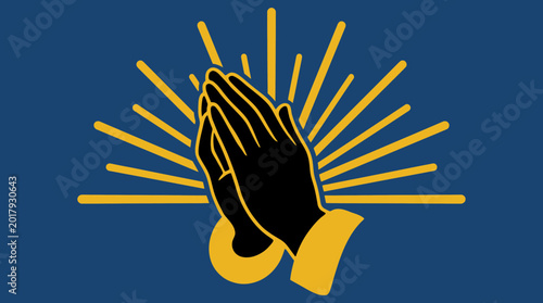 Quadro em tela Praying Hands Silhouette with Light Rays