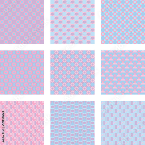 Pastel abstract geometric grid pattern with blue and pink elements
