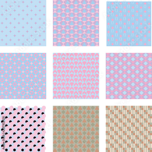 Abstract Geometric Grid Texture with Blue and Pink Diamond Pattern