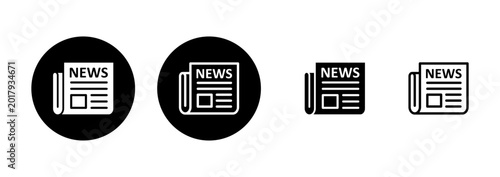 Bild auf Leinwand Newspaper icon logo design. news paper sign and symbolign
