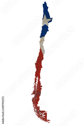 Chile map with national flag texture vector