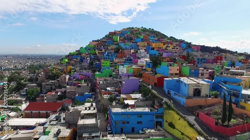 Toma aérea de el Peñón en la alcaldía de Iztapalapa, en la Ciudad de México. Una de las alcaldías con más problemas urbanos, como falta de agua, sobrepoblación, inseguridad etc.