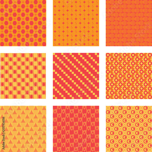 Abstract Geometric Pattern with Vibrant Orange and Red Tones