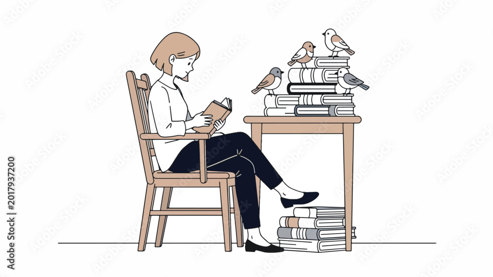 Fototapeta premium Woman sitting reading a book.