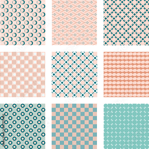 Seamless Abstract Geometric Pattern with Soft Pastel Gradients
