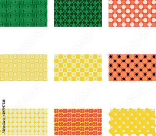 Abstract colorful geometric pattern with halftone dots and stripes