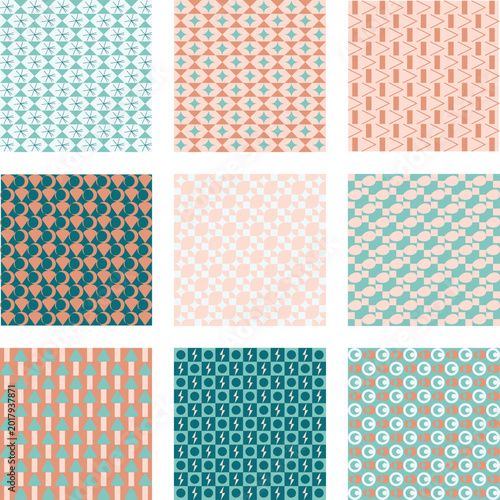Pastel Geometric Grid with Digital Textures and Navy Accents