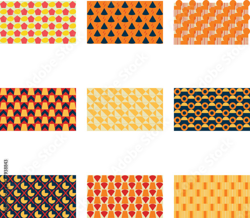 Geometric patchwork pattern with colorful textured shapes