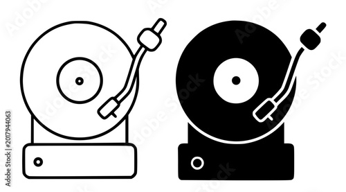 Photos Record player minimalist illustration, outline and silhouette icon
