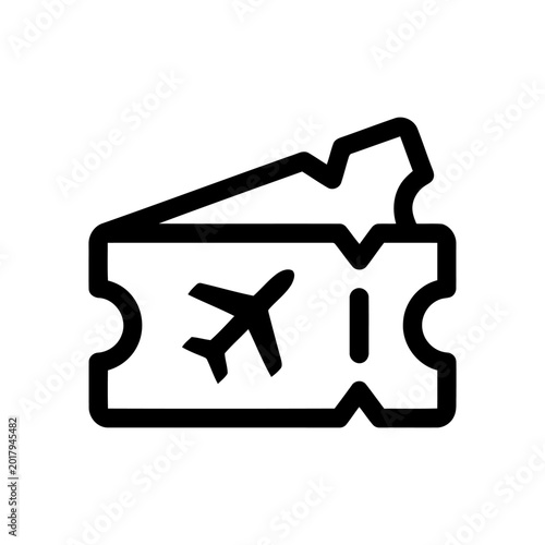 Airplane boarding pass icon, airline ticket symbol, travel and flight vector illustration, simple line art design for tourism and transportation apps