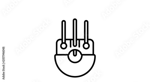 Vector line art icon of a potentiometer with three pins and a knob