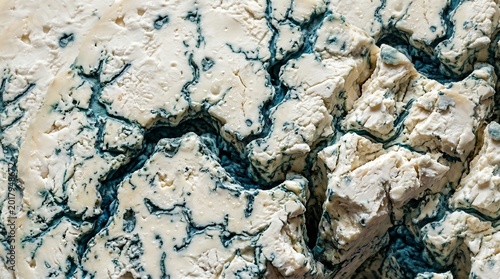 Close-up view of cracked and dried earth with visible blue veins on a beige background with a natural, organic texture and a sense of desiccation.