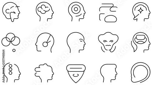 Photos Lineart illustrations of human heads with thoughts and emotions  mental health c