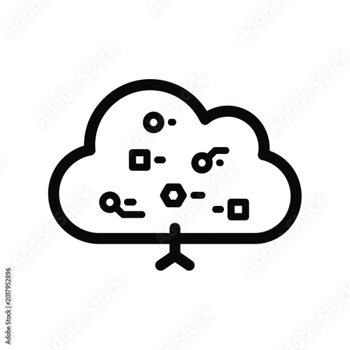 Cloud Computing Digital Asset in Minimalist Black and White