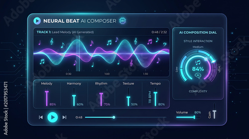 Digital audio workstation interface with sound wave visualization and synthesis controls