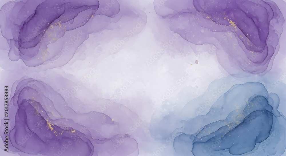 Naklejka premium Abstract purple and blue watercolor background with white center