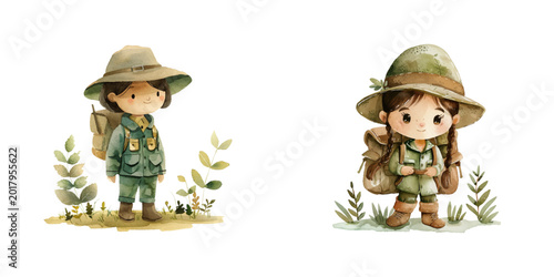 Photos forest ranger watercolor vector illustration