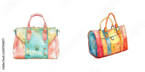 hand bag watercolor vector illustration