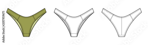 Photos Panel Thong Bikini Bottom Technical Fashion Illustration