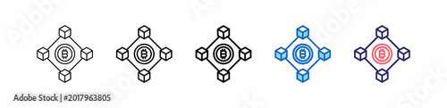 Valokuva Blockchain Icon In 5 Different Styles Set Collection.
