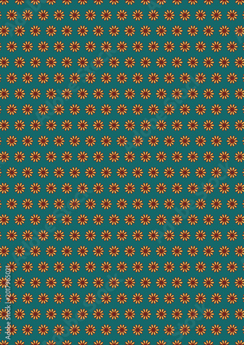Golden yellow floral blossom print, rustic aesthetic wallpaper for interior and fabric decor.