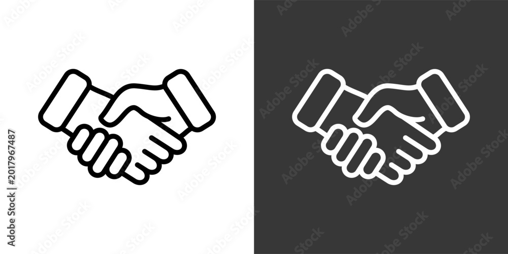 Fototapeta premium Handshake Black And White Multiple Style Icon Set Collection Pack Vector Illustration 