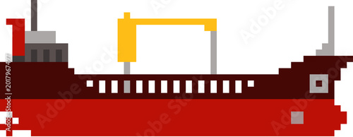 Fotografie Pixel art of oil tanker vessel for logistic concept
