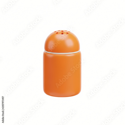 Orange salt shaker with round top and small holes on a transparent background