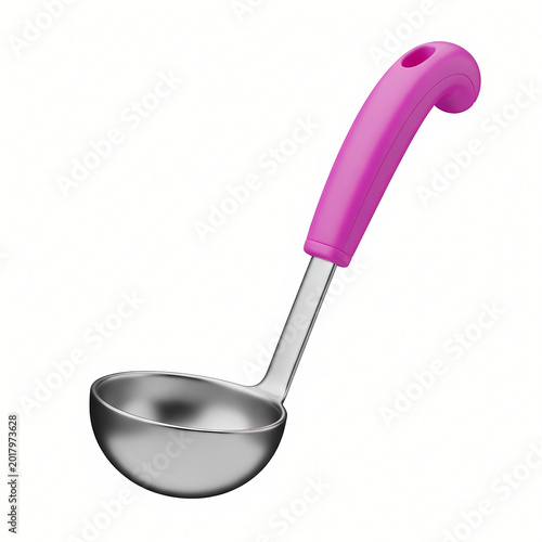 Pink kitchen ladle isolated on transparent background for cooking concept