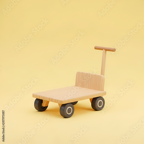 Wooden cart illustration on a yellow backdrop isolated object concept