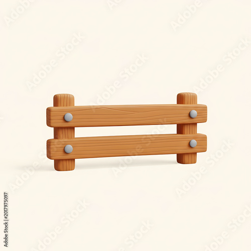 Wooden fence illustration isolated 3 d render on transparent background