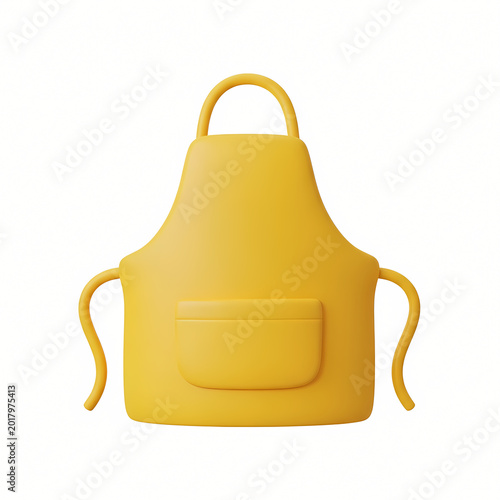 Yellow apron isolated on transparent background for cooking or cleaning