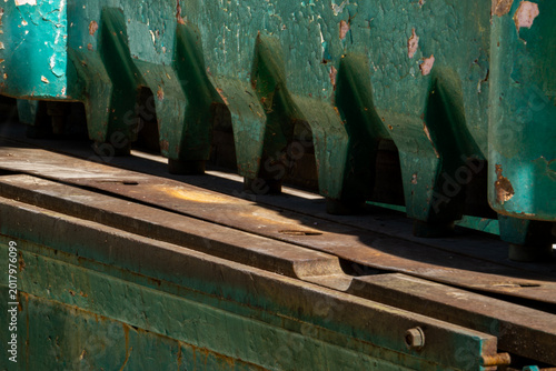 A close-up of the old and abandoned industrial machinery, at the Industrial Museum of Huaibei City, Anhui Province, China. 