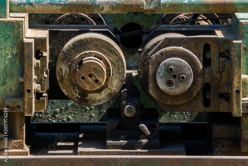 A close-up of the old and abandoned industrial machinery, at the Industrial Museum of Huaibei City, Anhui Province, China. 