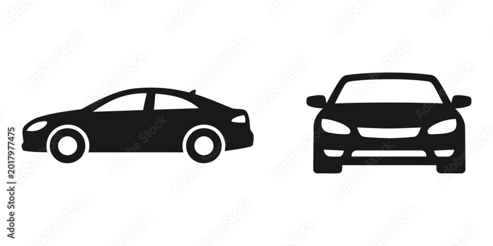 Obraz premium Car Front and Side View Icons