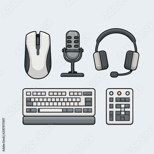 Computer peripherals and audio equipment.