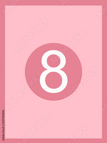 Number eight pink background