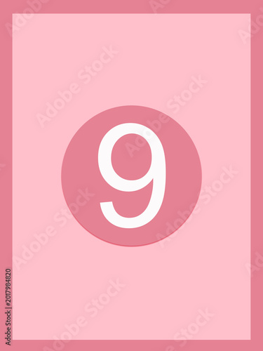 Number nine pink background