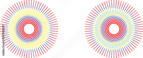 Tableau sur toile A vibrant digital illustration of a colorful rainbow circle pattern featuring a