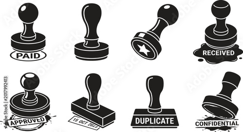 Assorted black rubber stamps