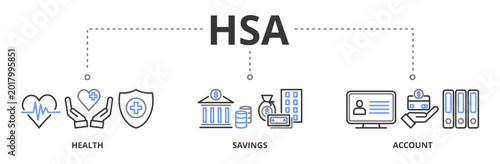HSA banner vector illustration concept with icon of  health, savings and account