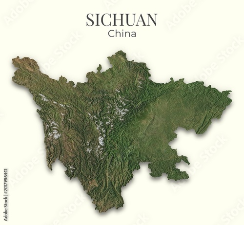 Konstfotografi Sichuan, China Relief Map